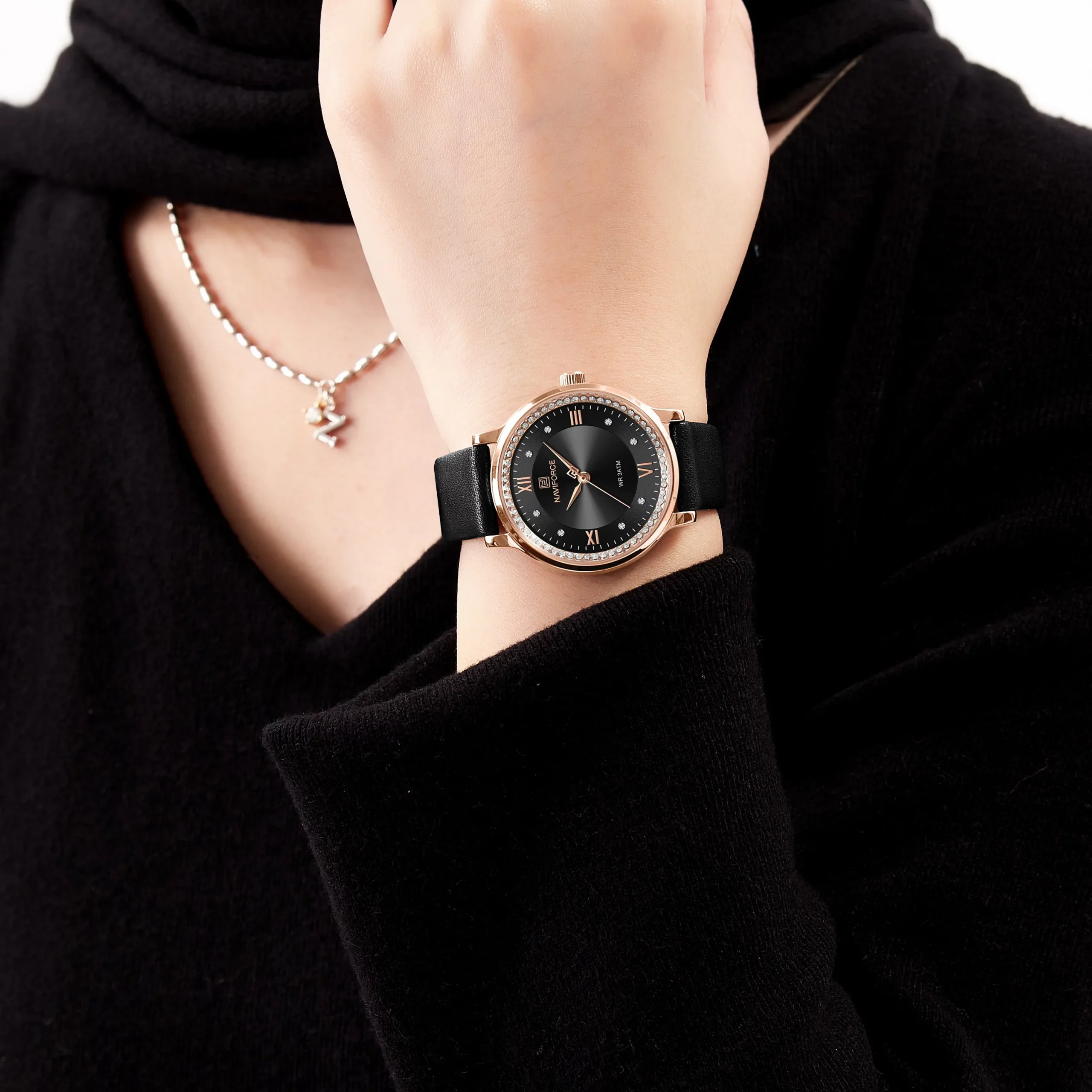 NAVIFORCE 5036 Luxury Fashion Women Watches Ladies Casual Quartz Waterproof Leather Bracelet Wristwatches Relogio Feminino