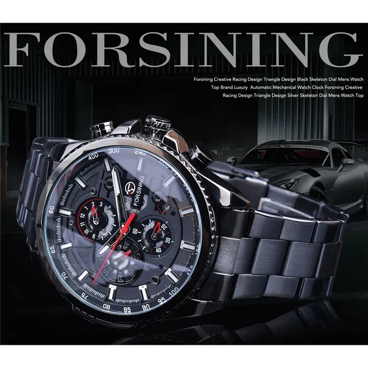 FORSINING f1137  Skeleton Automatic Watch for Men Leather Strap Automatic Watches
