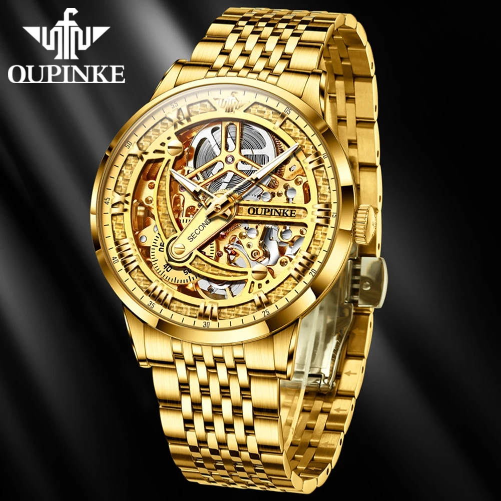 OUPINKE  3173  oem man watch  relojes luxury watch classics fashion stainless steel Automatic tourbillon man mechanical watch