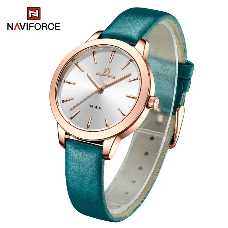 Naviforce 5024 Women Watches Fashion Ladies leather Watch Waterproof Quartz simple Wristwatch Girlfriend Gift montre naviforce