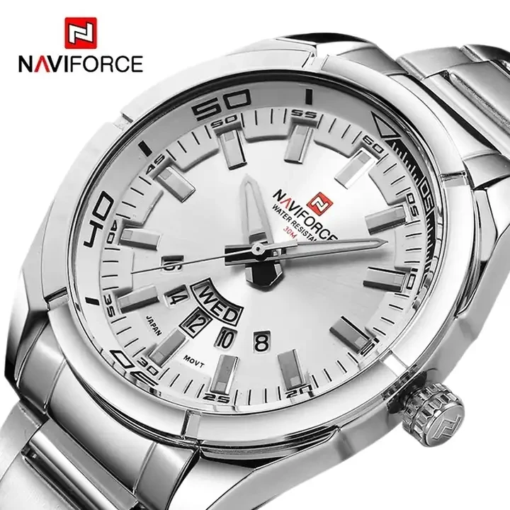 NAVIFORCE 9038 Men Watches Business Quartz Watch Men’s Stainless Steel Band 30M Waterproof Date Wristwatches Relogio Masculino