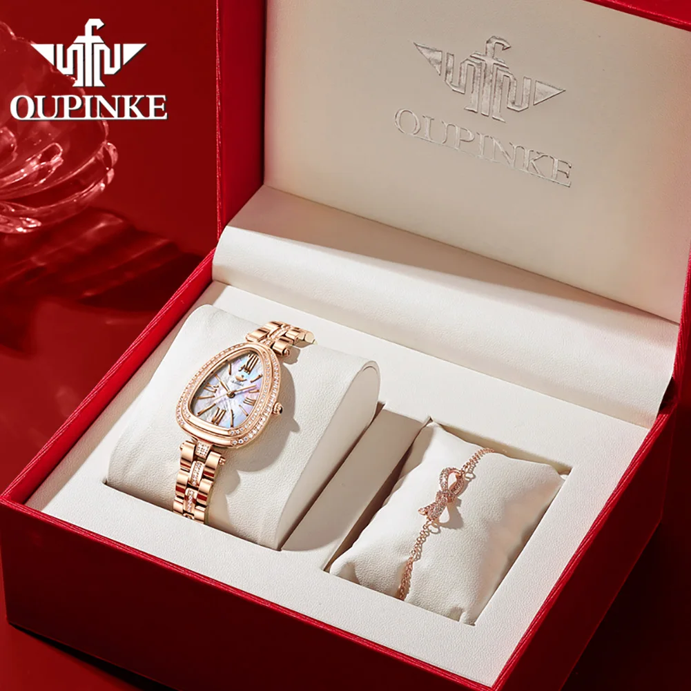 Oupinke 3192 oem watches luxury Elegant Waterproof Steel Diamond stainless steel Strip Luxury Women Wrist Quartz Watches