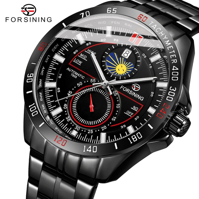 Forsining 8238 Mechanical Watch Man Bracelet Automatic Clockwork Waterproof Watches Male Luxury Moonphase Clock For Men Gift