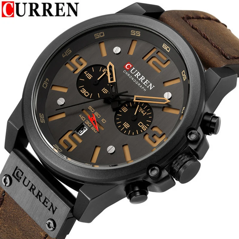 CURREN 8314 Men’s Luxury Leather Quartz Men Watch