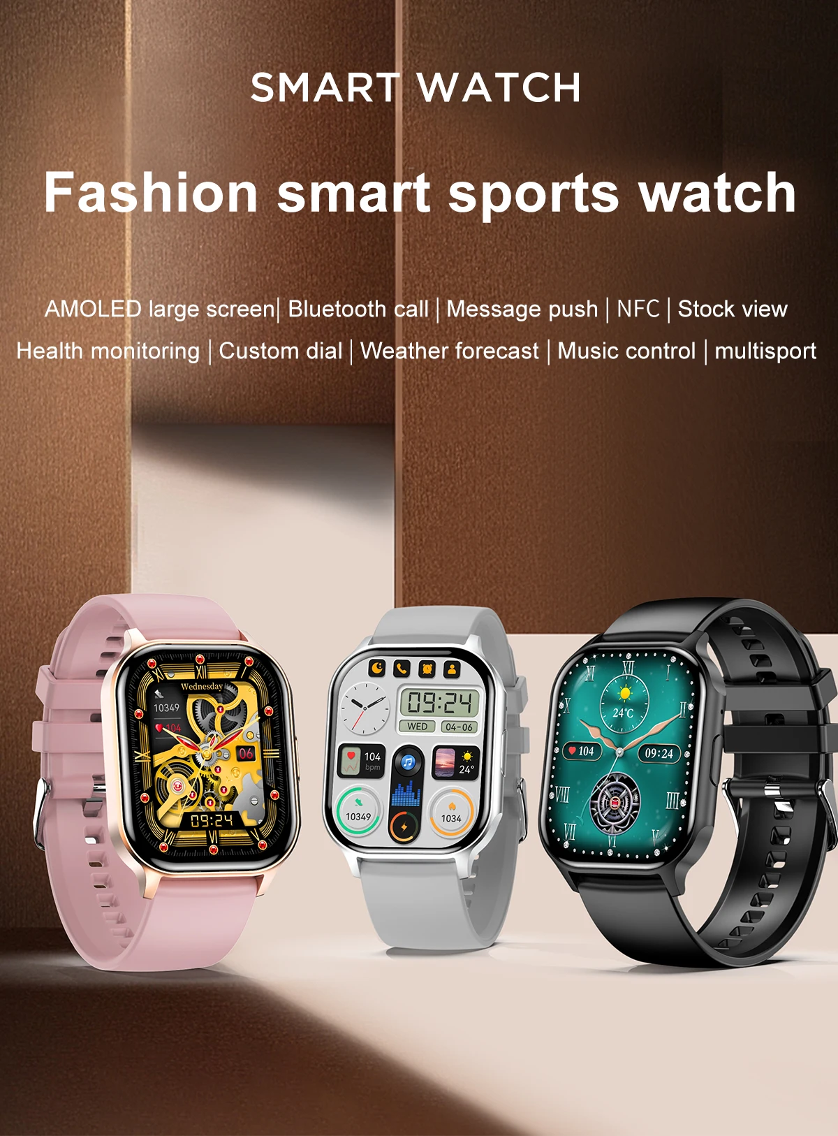 Amoled 2.04 inch sport tracking intelligent AI voice assistant BT call game heart rate monitor Weather forecast smart watch 2023