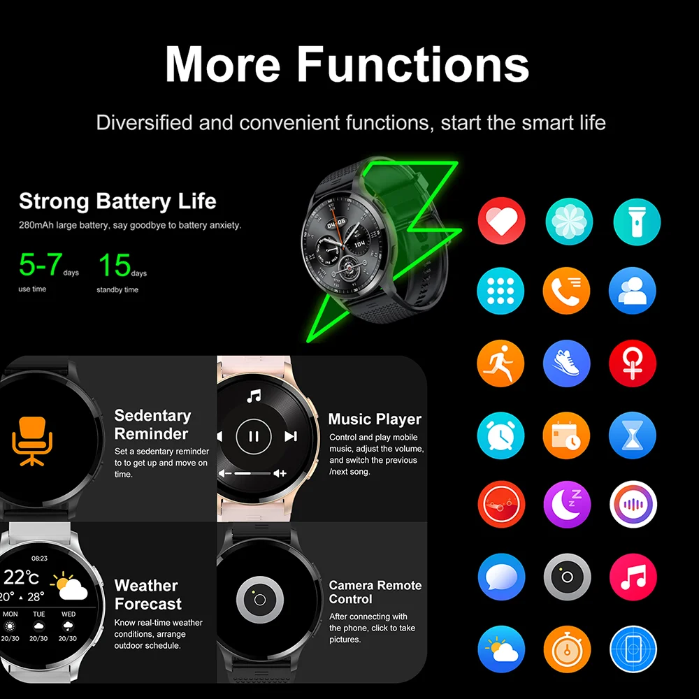 Full Touch Screen Sports Fiess Waterproof Bluetooth Call Watch For Android IOS Smartwatch